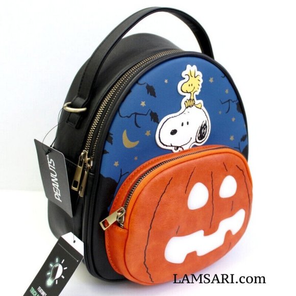 Peanuts Snoopy & Woodstock The Great Pumpkin Convertible Light-Up Mini Backpack - Picture 2 of 7